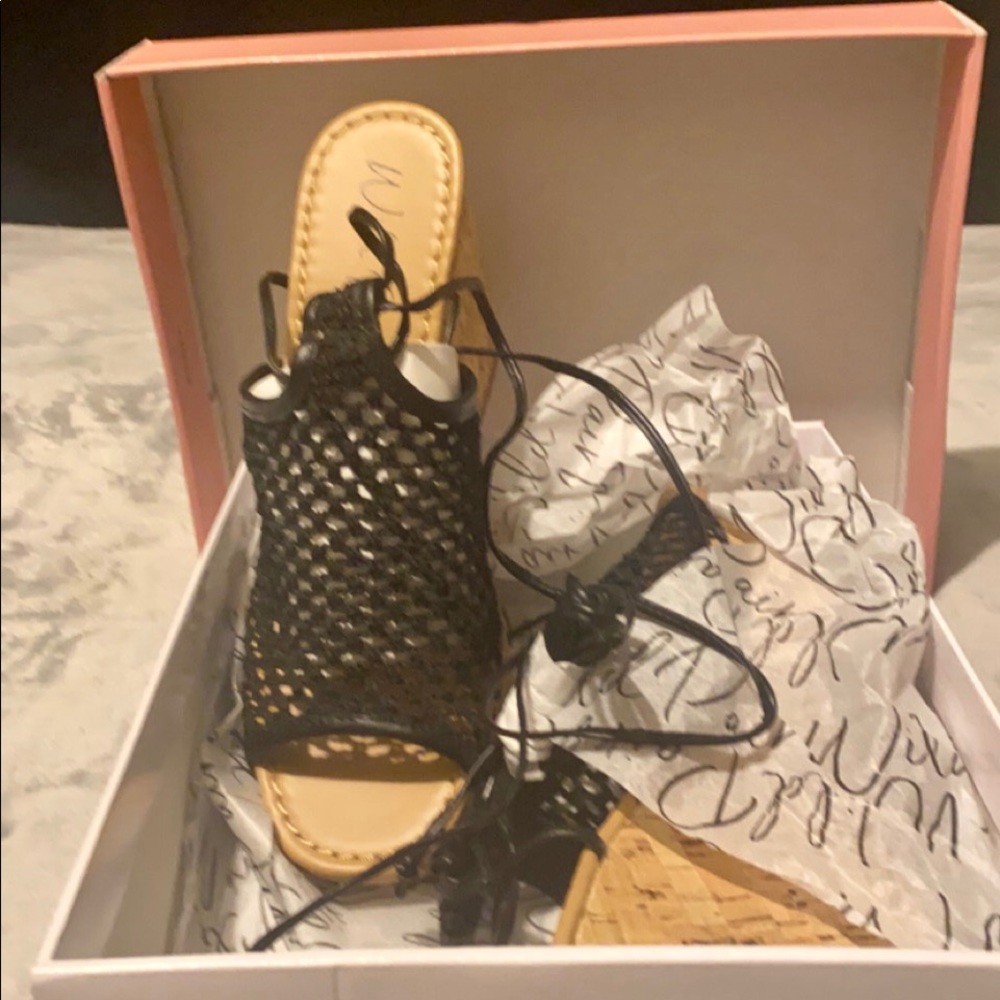 Wild pair - black lace up wedge sandal